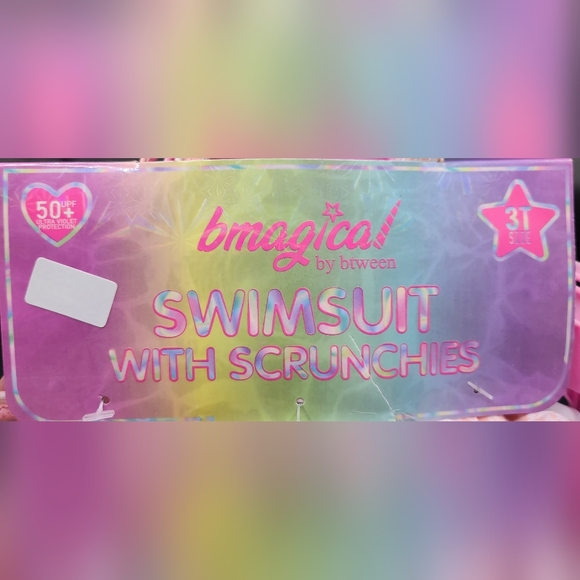 Bmagical Girls Patchwork Ruffle Bikini with 2 Hair Scrunchies, 2-Piece Size 3T - Picture 11 of 12